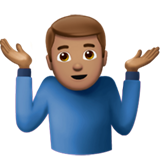 schulterzuckender Mann: mittlere Hautfarbe