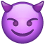 Lila Kobold Smiley mit Hörnern U+1F608 Lila Kobold Smiley mit Hörnern U+1F608